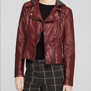 Free people maroon vegan leather jacket